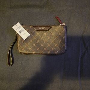 New Nine West Brown Monogram Wristlet
